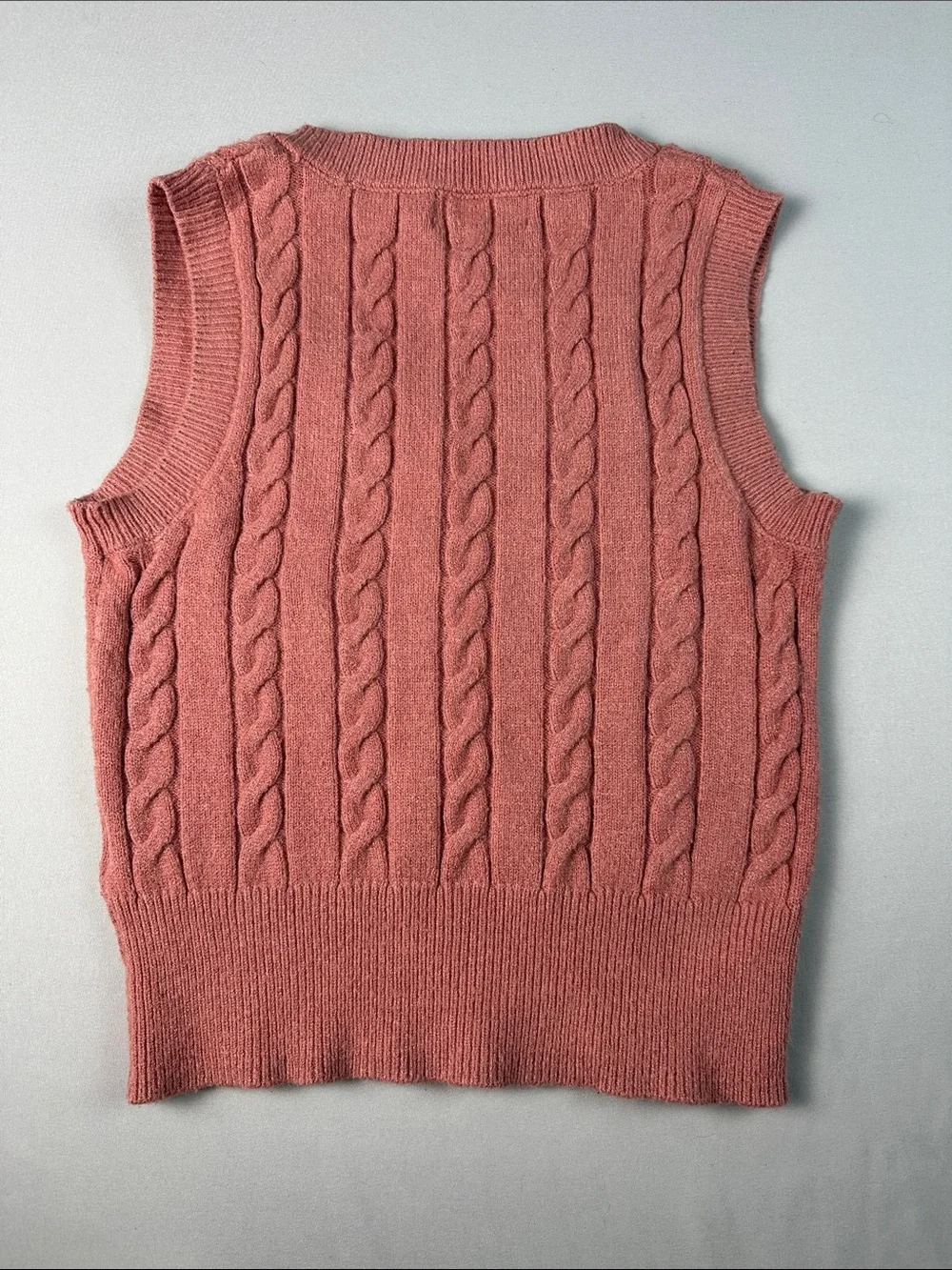 Jessica Simpson Dusty Rose Cable Knit V-Neck Sweater Vest